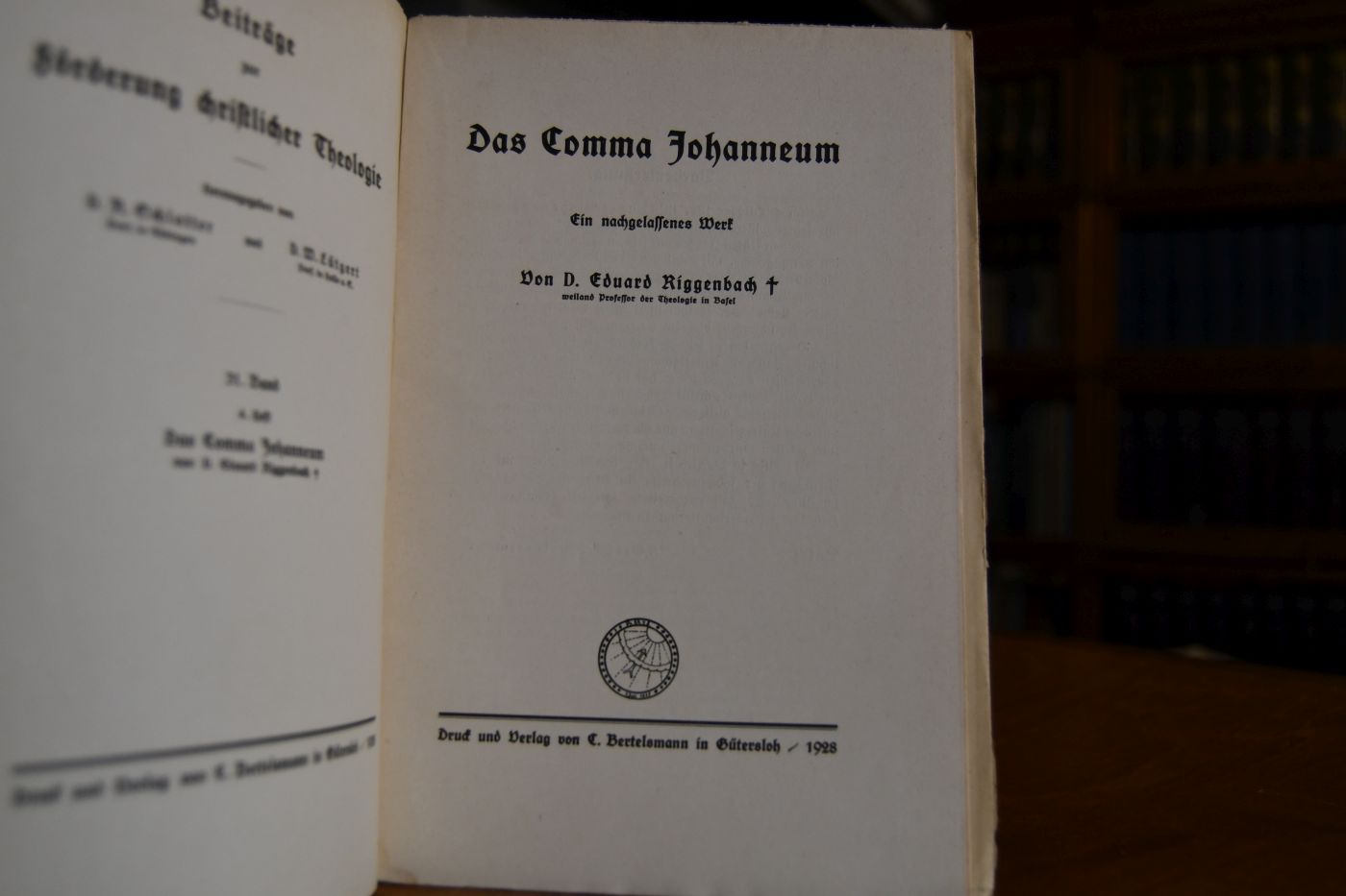 Das Comma Johanneum. Ein nachgelassenes Werk.