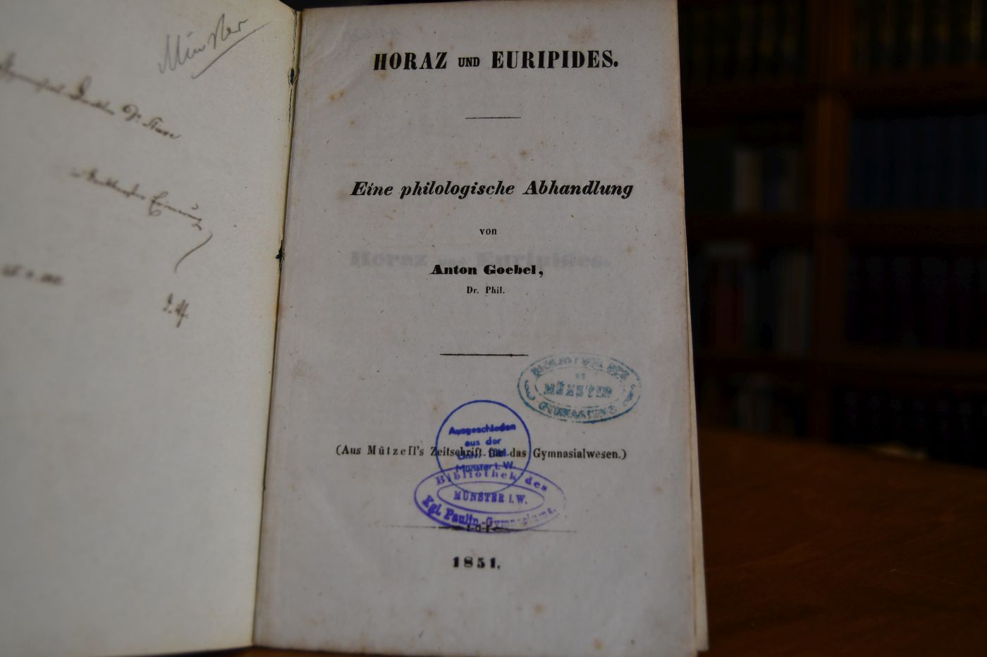Horaz und Euripides. Eine philologische Abhandlung.