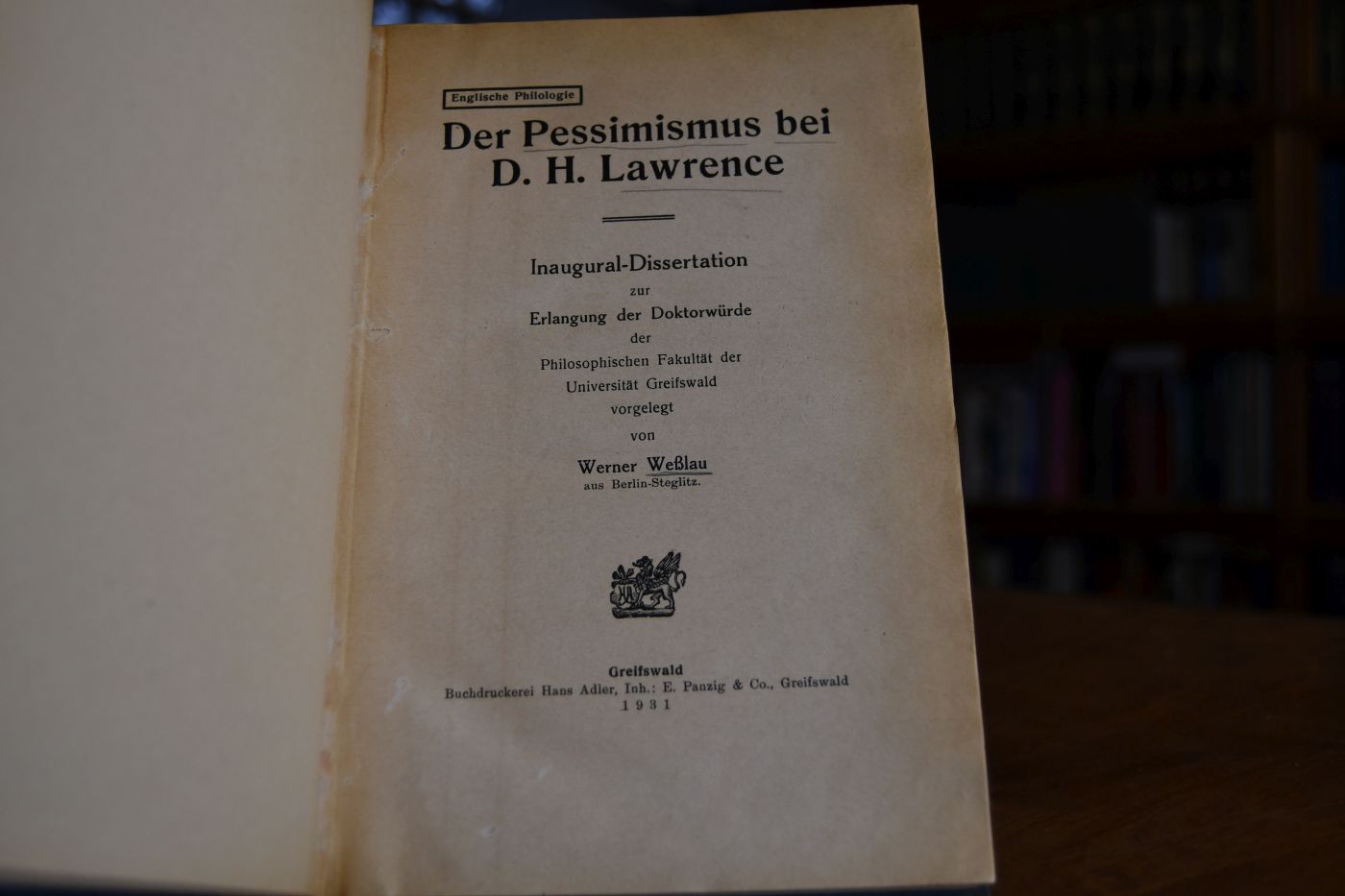 Der Pessimismus bei D.H. Lawrence.
