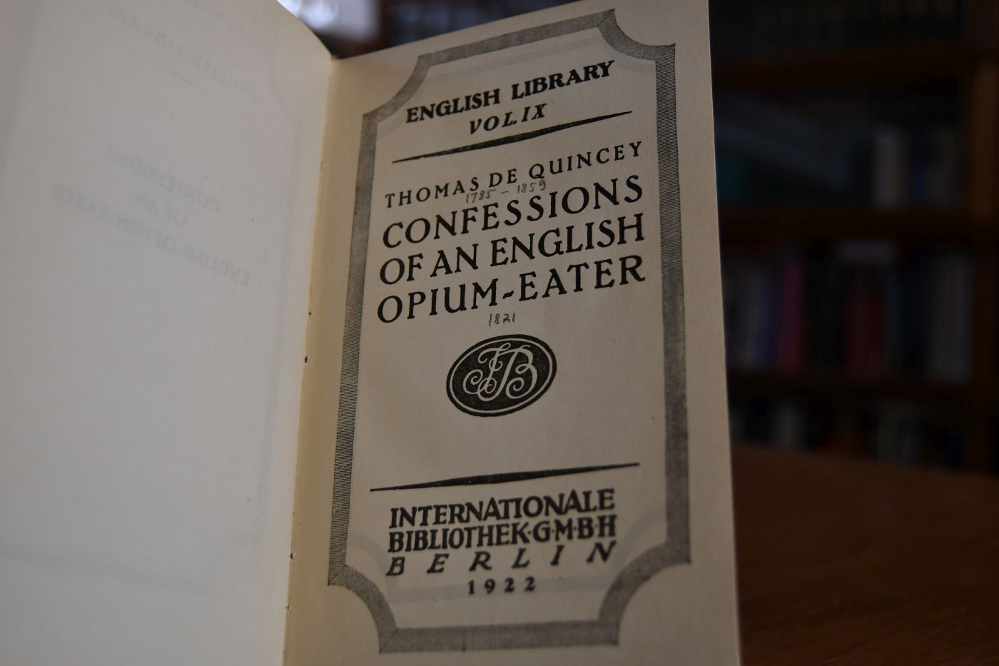 Confessions of an english opium-eater.