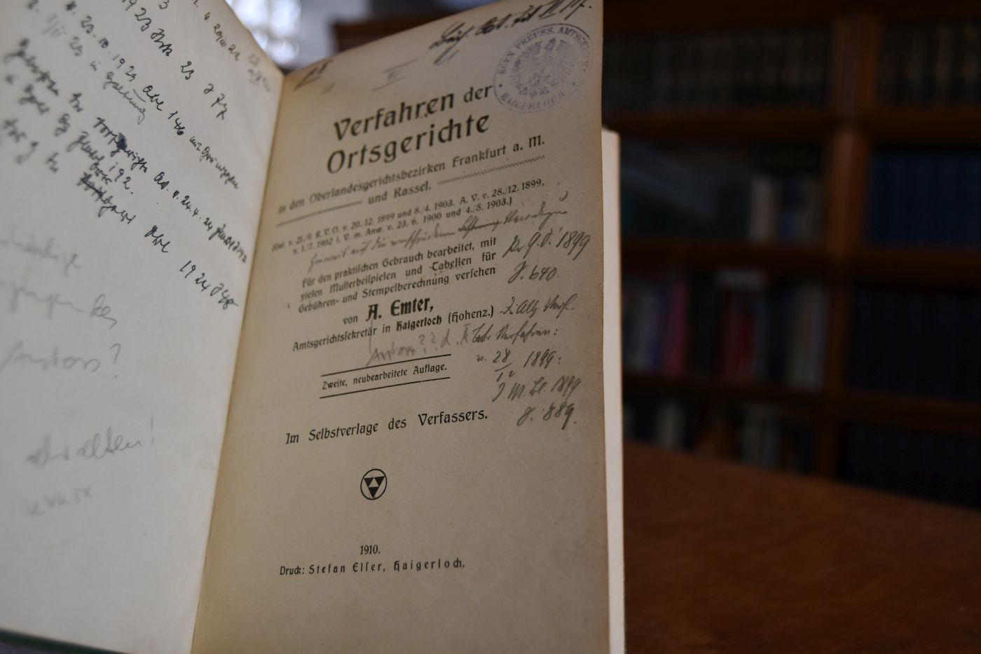 Verfahren der Ortsgerichte in den Oberlandesgerichtsbezirken Frankfurt a.M. und Kassel.