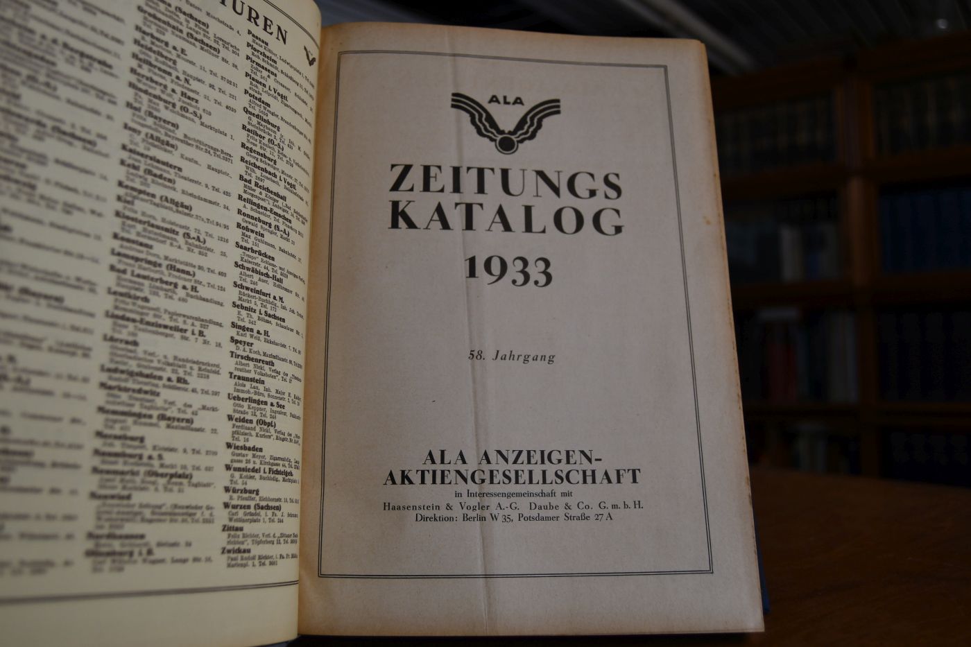 Zeitungskatalog 1933.