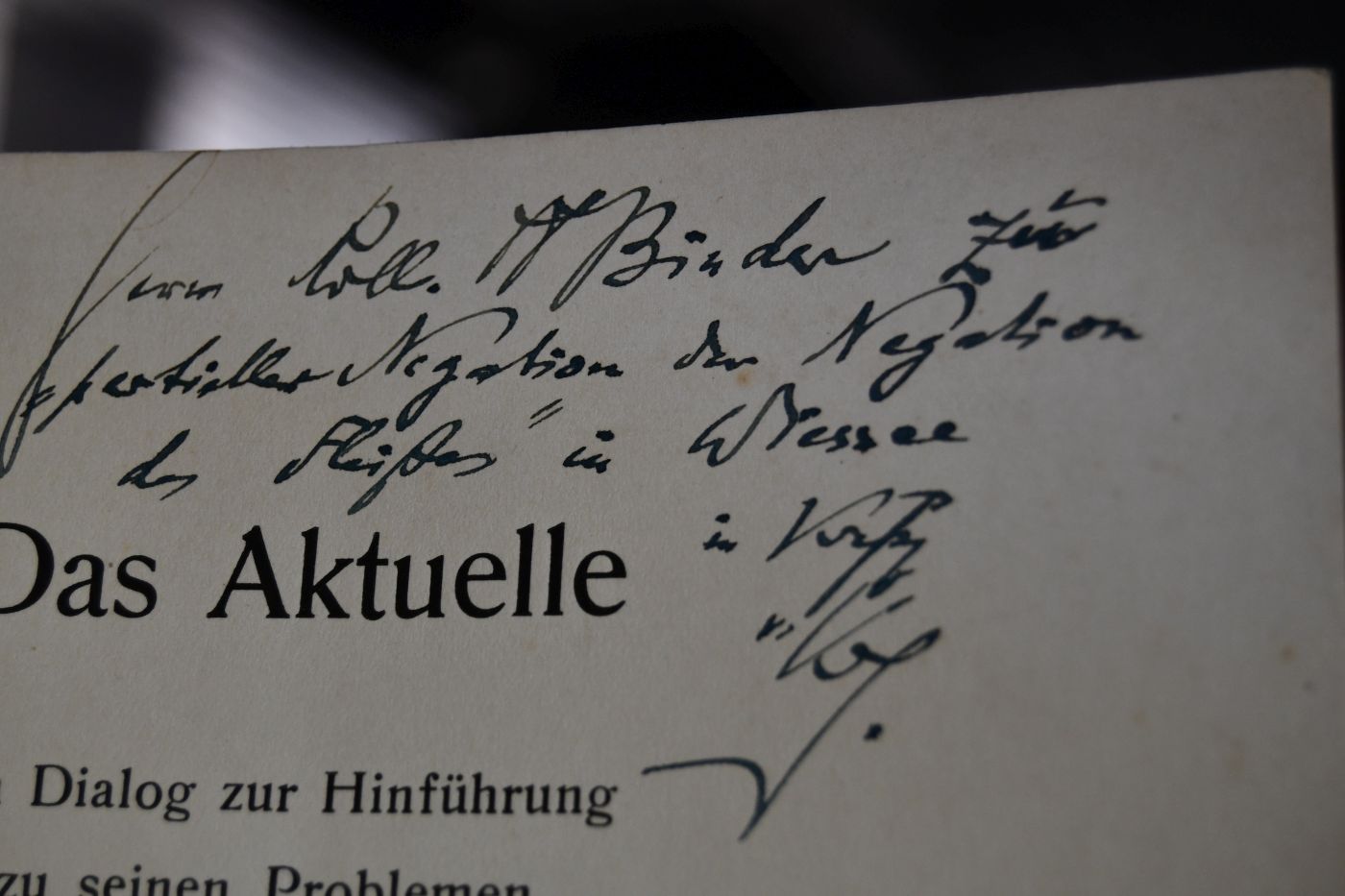 Das Aktuelle, ein Dialog zur Hinführung zu seinen Problemen.