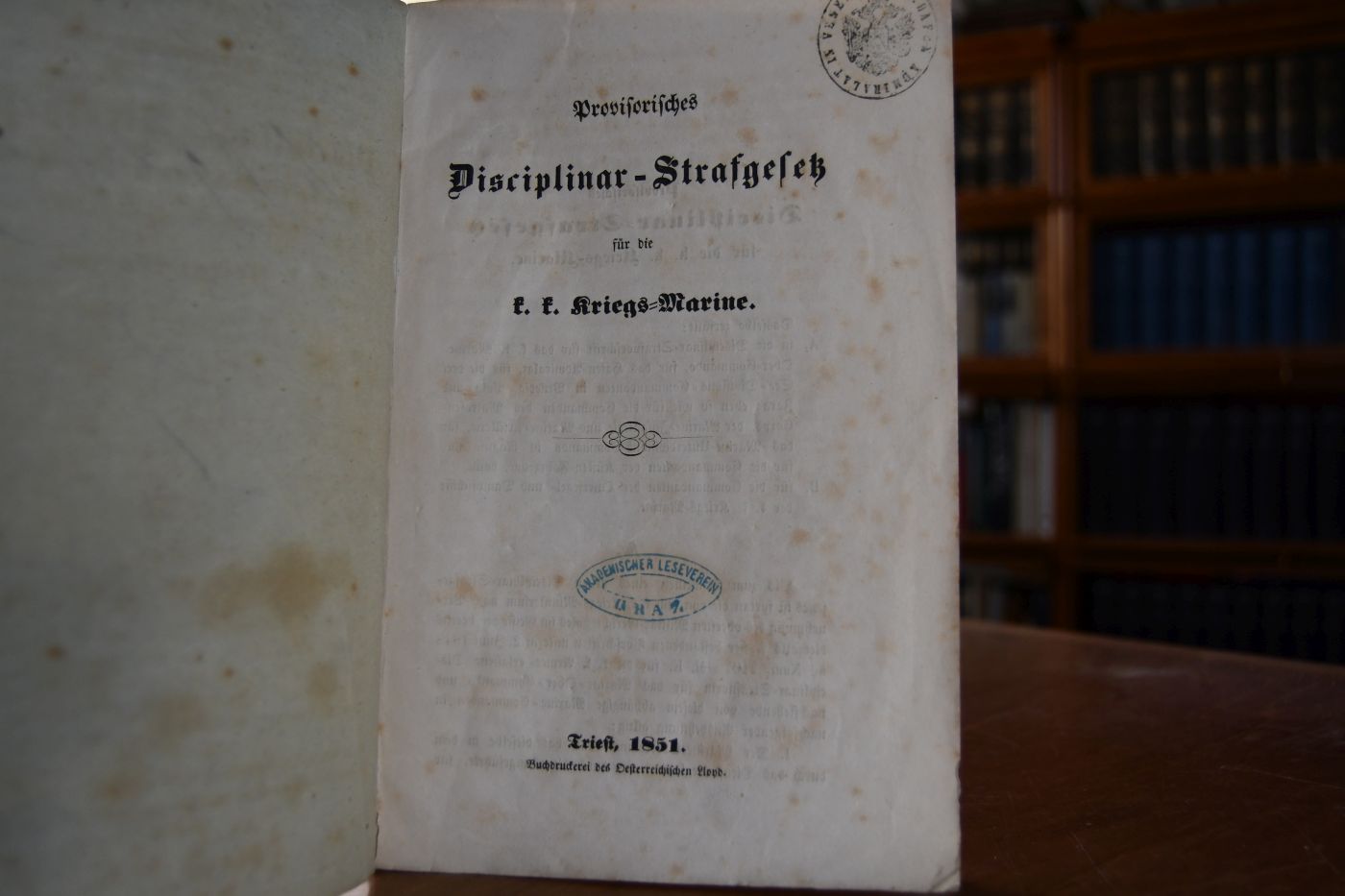 Provisorisches Disciplinar-Strafgesetz für die k.k. Kriegs-Marine.