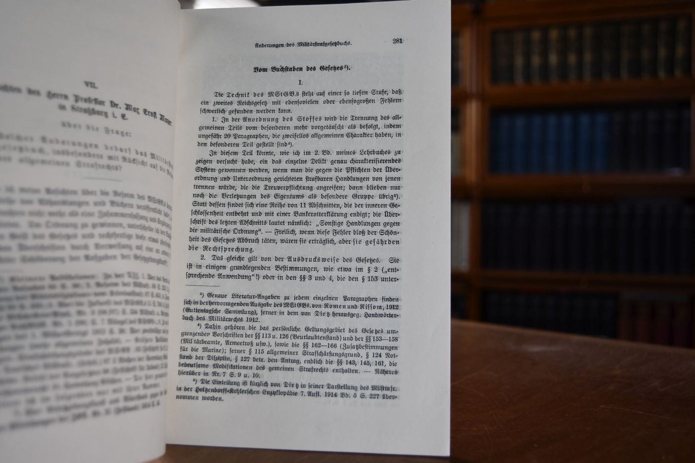 Gutachten des Herrn Professor Max Ernst Mayer in Straßburg i.E. über die Frage Welcher Änderungen bedarf das Militärgesetzbuch, insbesondere mit Rücksicht auf die Reform des allgemeinen Strafrechts?