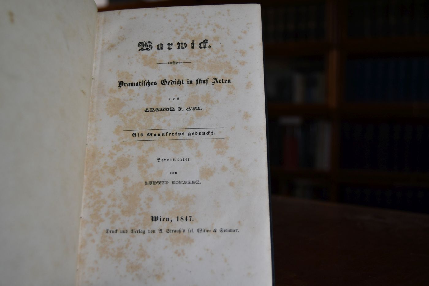 Warwick. Dramatisches Gedicht in fünf Acten.