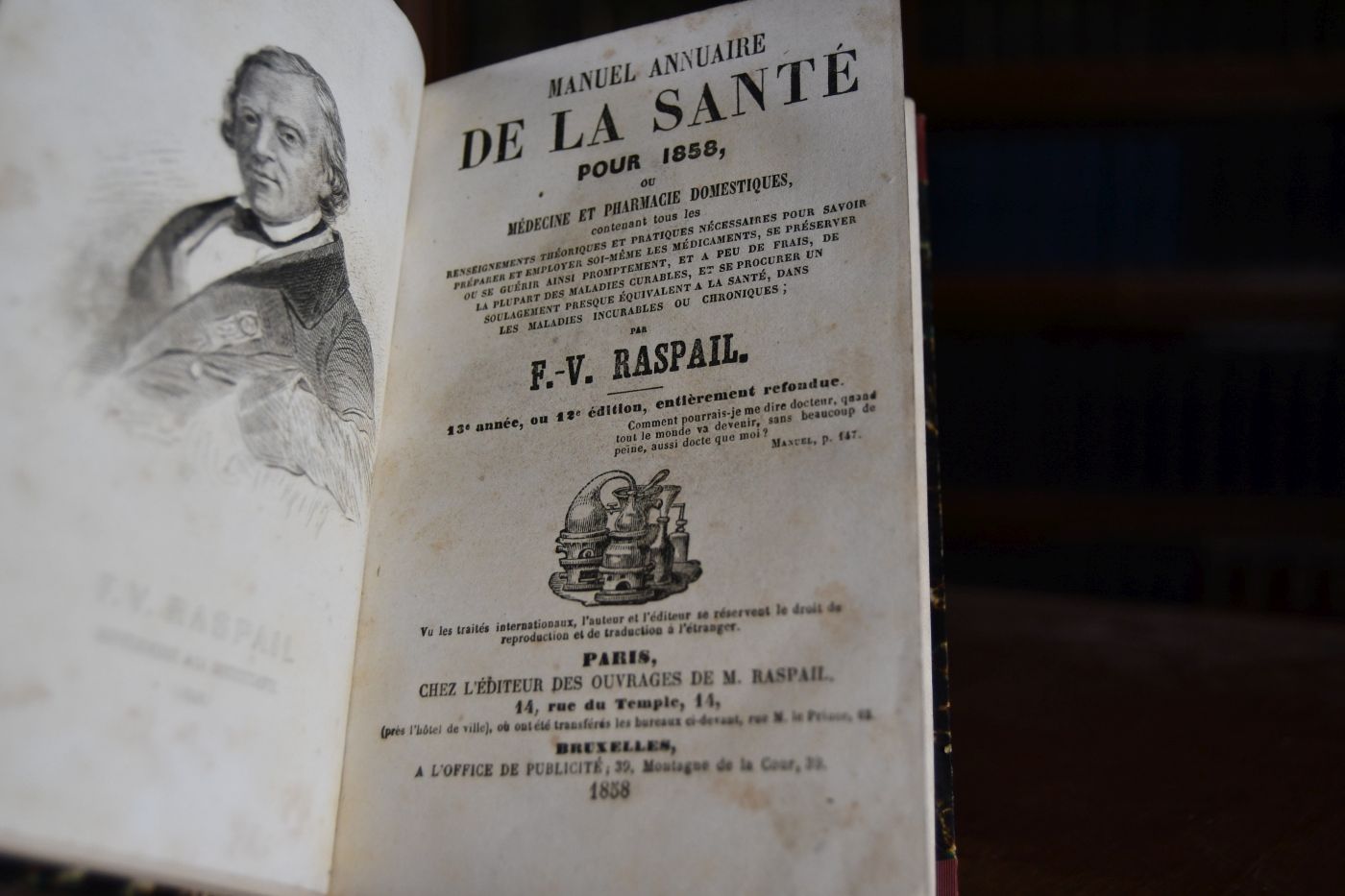 Manuel annuaire de la Sante pour 1858, ou Medecine et Pharmacie domestiques.
