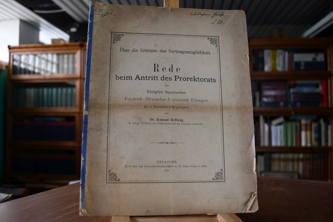 Über die Grenzen der Vertragsmöglichkeit. Rede beim Antritt des Prorektorats der Königlich Bayerischen Friedrich-Alexanders-Universität Erlangen am 4. November 1895 gehalten.