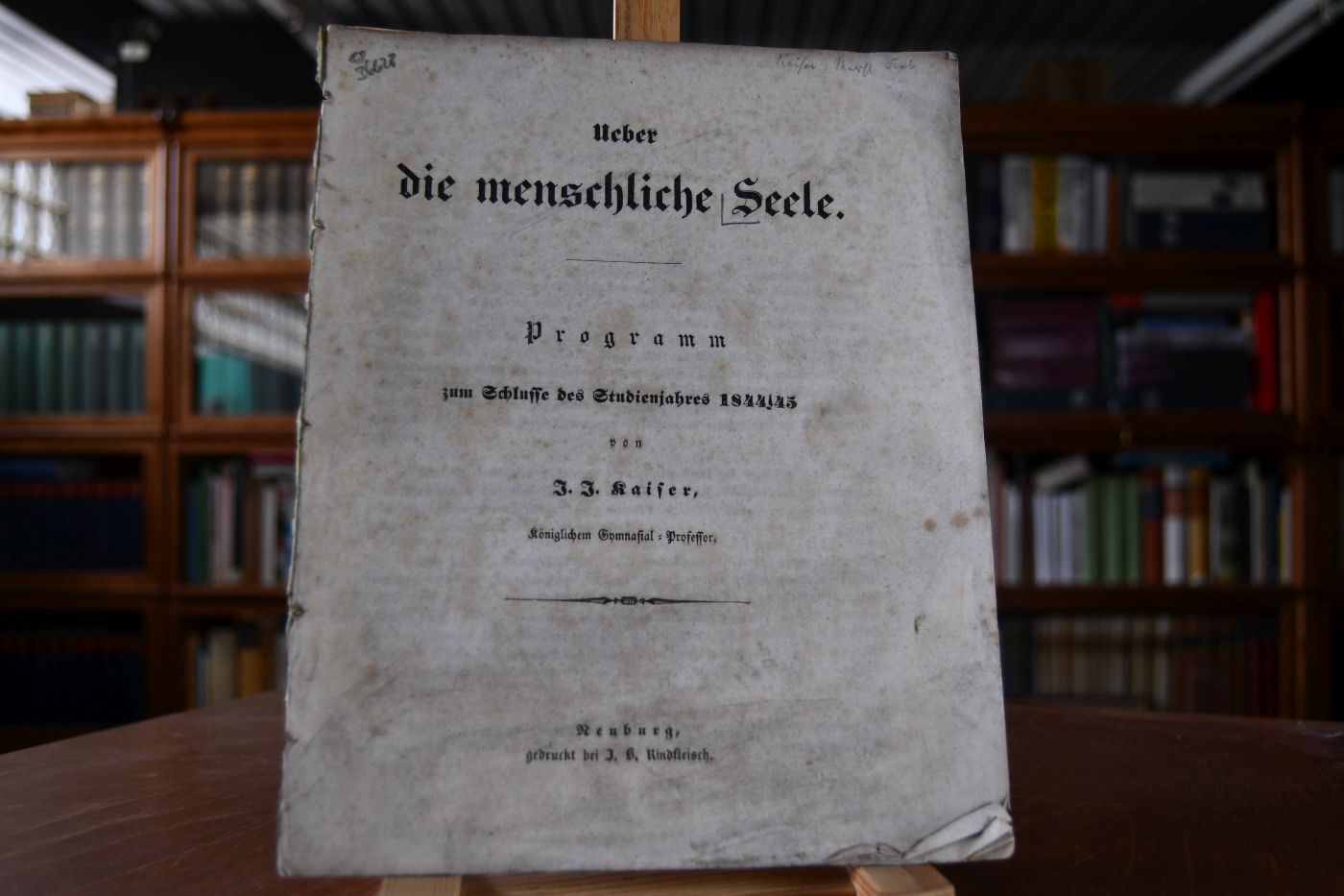 Ueber die menschliche Seele. Programm zum Schlusse des Studienjahres 1844/45.