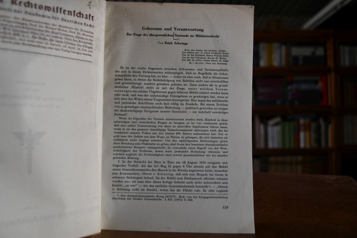 Gehorsam und Verantwortung. Zur Frage des übergesetzlichen Notstands im Militärstrafrecht.