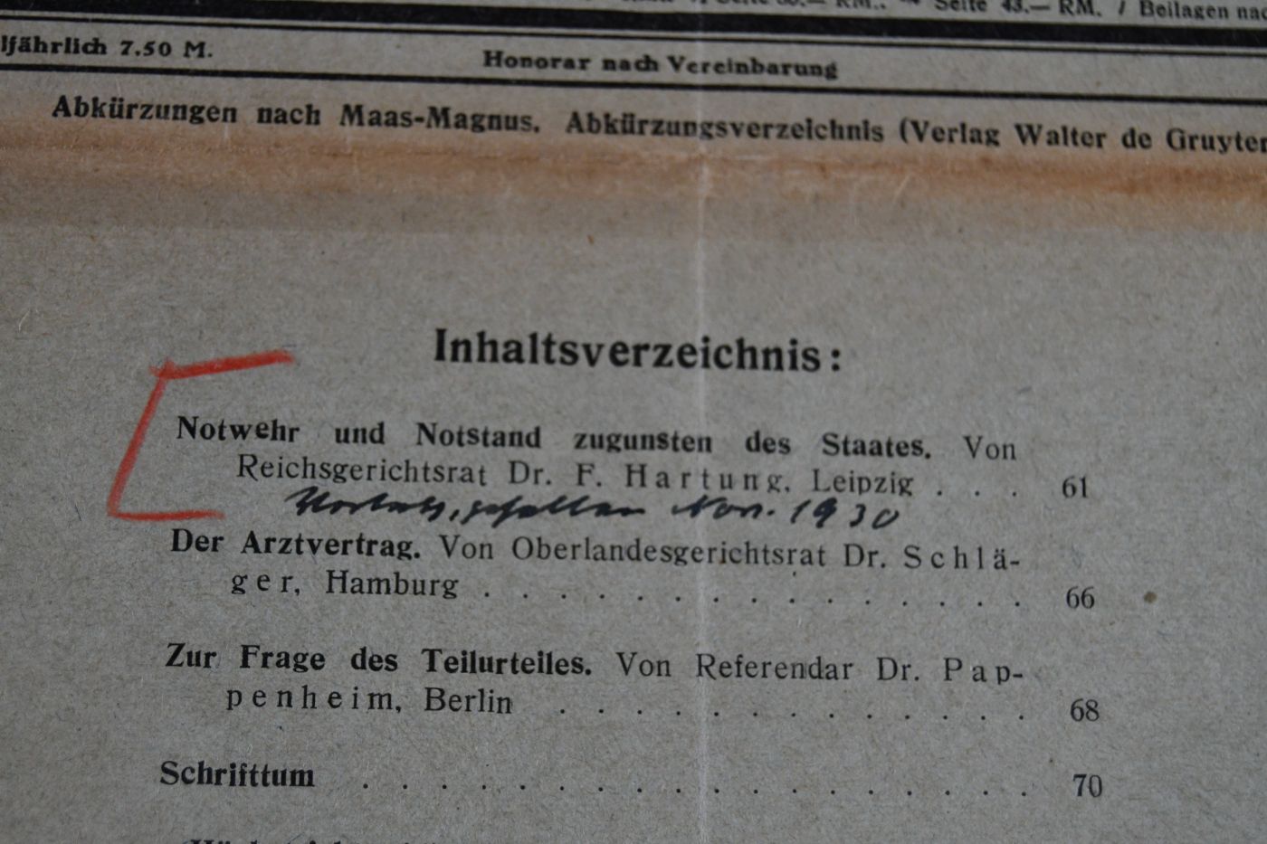 Notwehr und Notstand zugunsten des Staates.