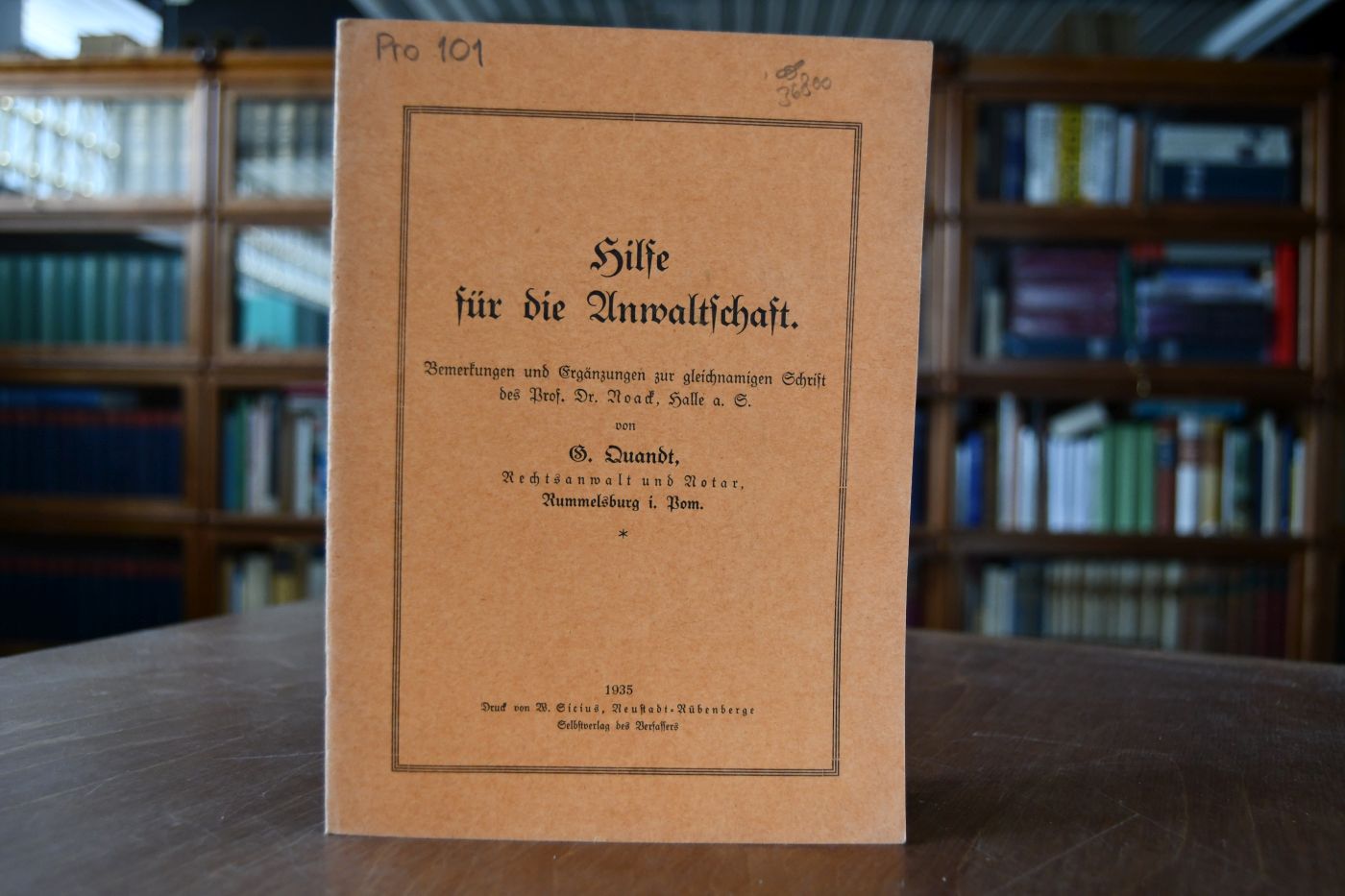 Hilfe für die Anwaltschaft. Bemerkungen und Ergänzungen zur gleichnamigen Schrift des Prof. Dr. Noack, Halle a.S.