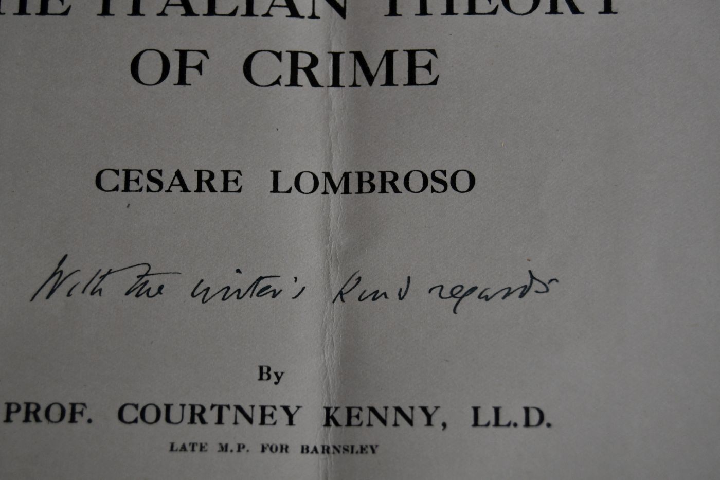 The Italian Theory of Crime. Cesare Lombroso.
