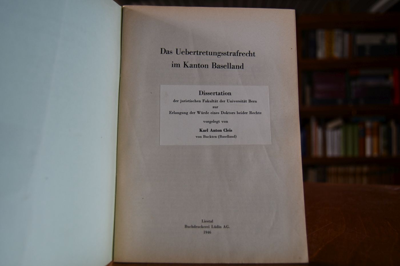 Das Uebertretungsstrafrecht im Kanton Baselland.