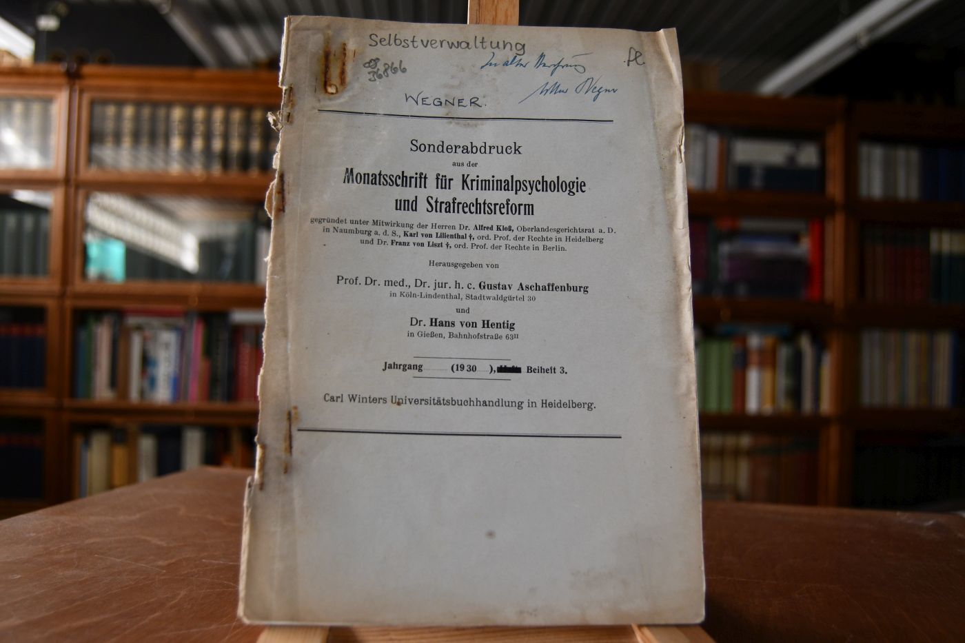 Über die beiden Wurzeln der Selbstverwaltung und ihren Wert für die Strafrechtspflege.