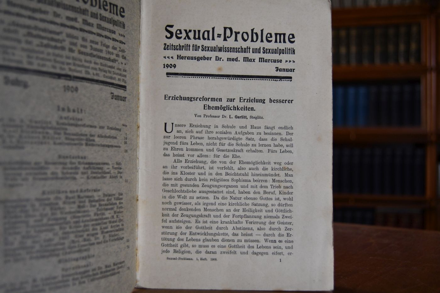 Sexual-Probleme. Zeitschrift für Sexualwissenschaft und Sexualpolitik, 5. JAhrgang, Januar
