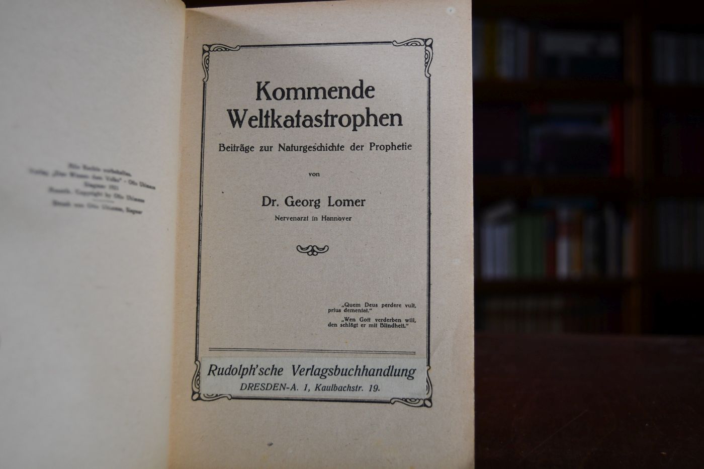 Kommende Weltkatastrophen. Beiträge zur Naturgeschichte der Prophetie.