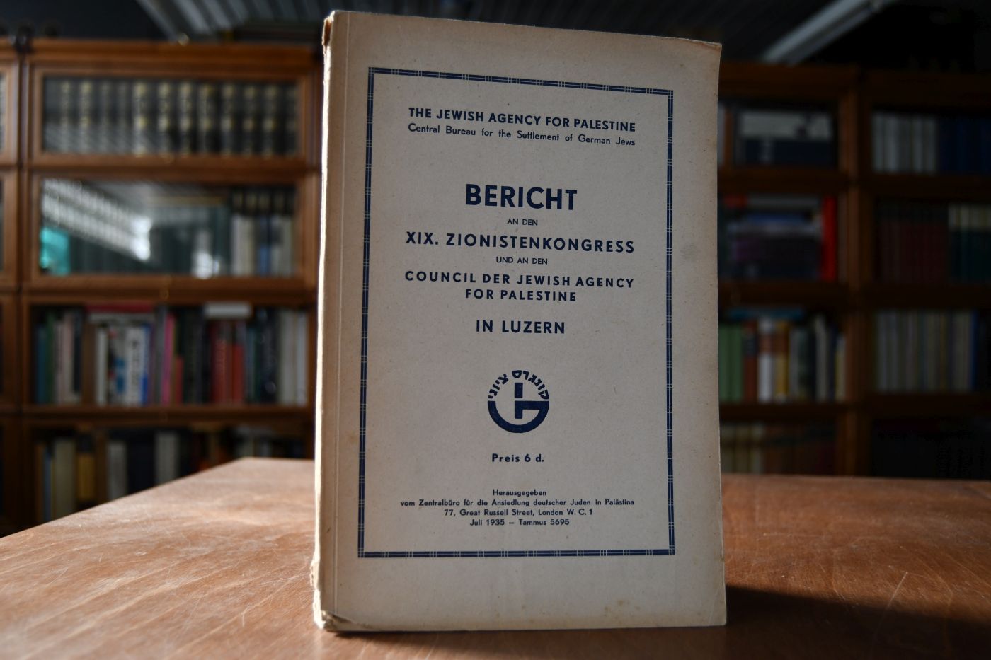 Bericht an den XIX. Zionistenkongress und an den Council der Jewish Agency for Palestine in Luzern.