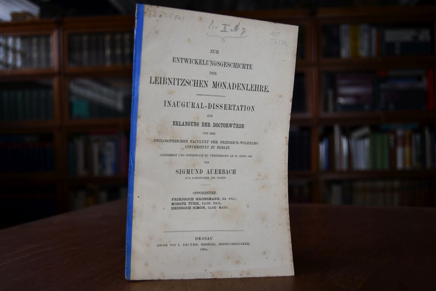 Zur Entwicklungsgeschichte der Leibnitzschen Monadenlehre.