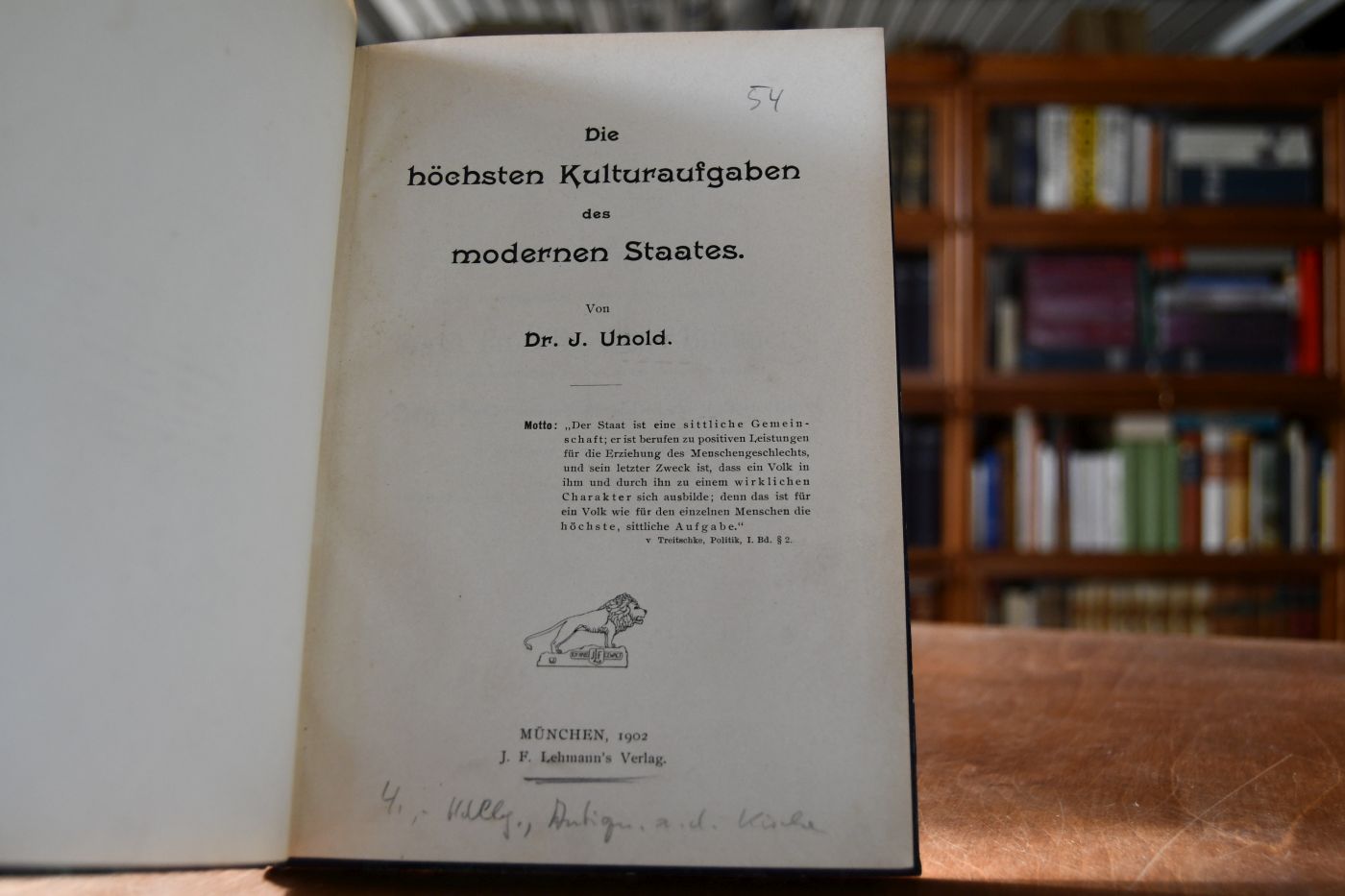 Die höchsten Kulturaufgaben des modernen Staates.