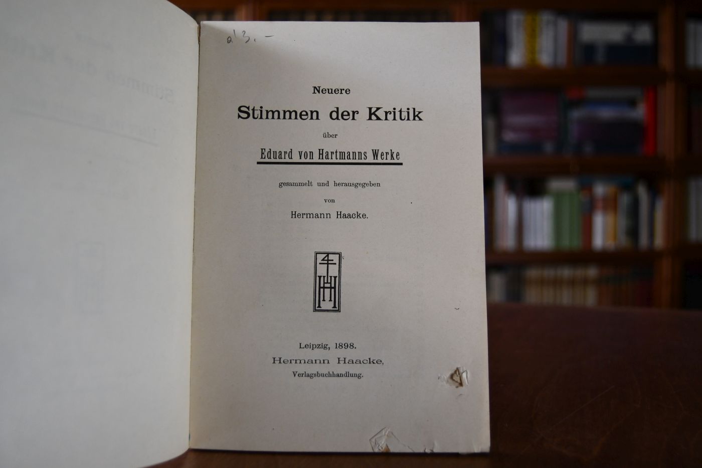 Neuere Stimmen der Kritik über Eduard von Hartmanns Werke gesammelt und herausgegeben.