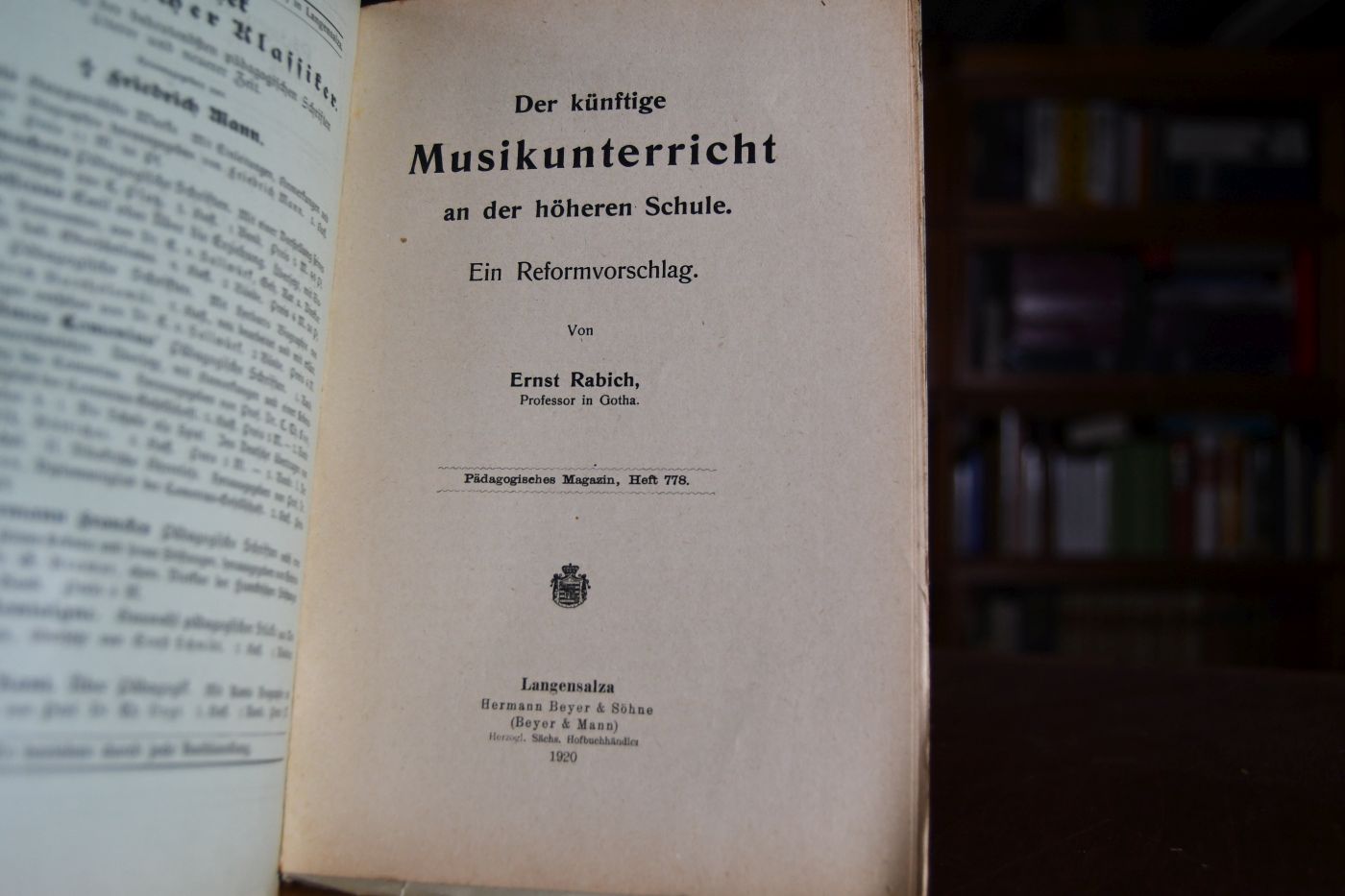 Der künftige Musikunterricht an der höheren Schule. Ein Reformvorschlag.