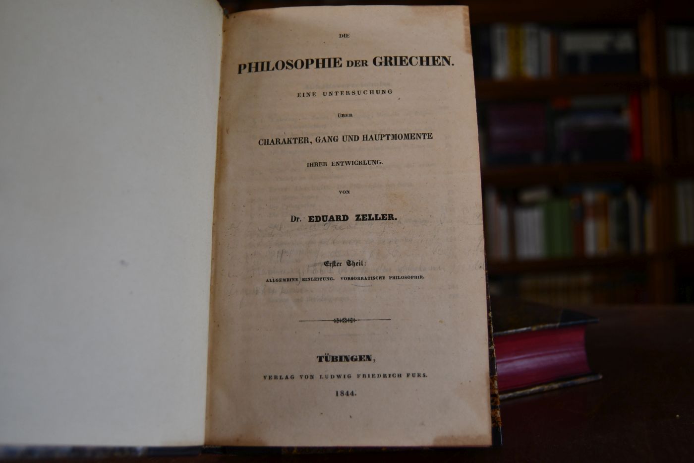 Die Philosophie der Griechen. Eine Untersuchung über Charakter, Gang und Hauptmomente ihrer Entwicklung. 3 Teile in 2 Bänden (komplett).