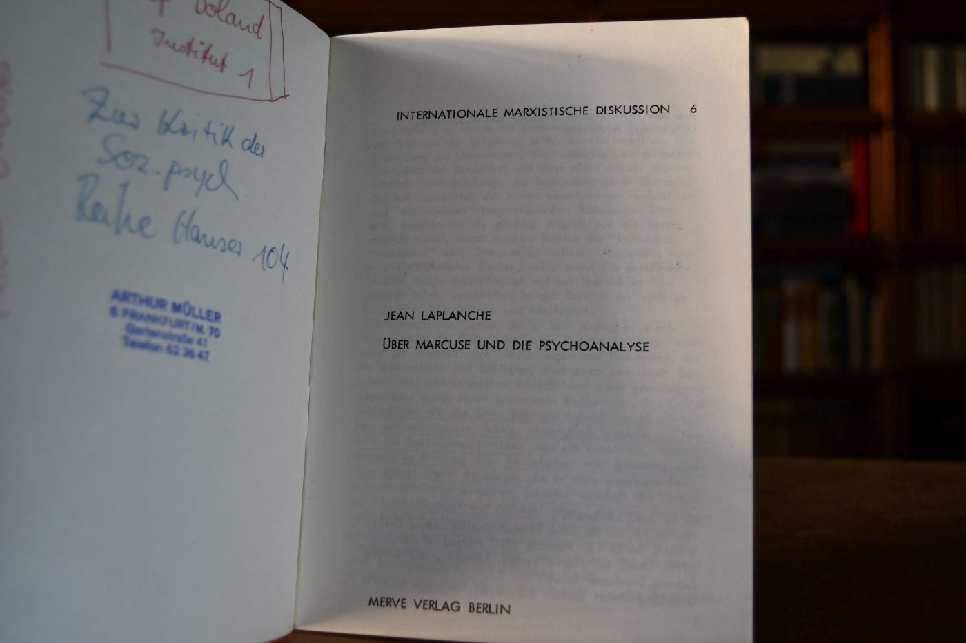 Über Marcuse und die Psychoanalyse.