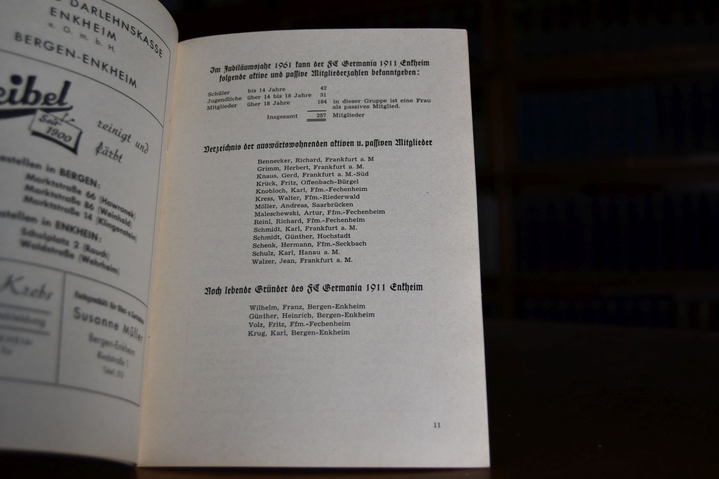 50 Jahre F.C. Germania 1911 Enkheim 1911-1961. Festschrift und Festprogramm.
