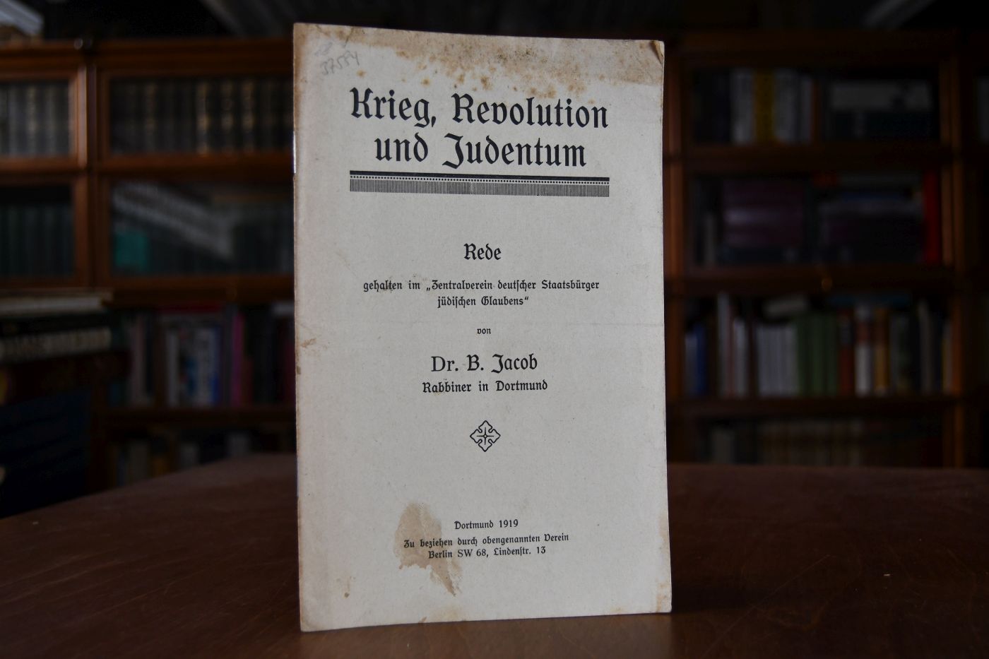 Krieg, Revolution und Judentum. Rede gehalten im "Zentralverein deutscher Staatsbürger jüdischen Glaubens".