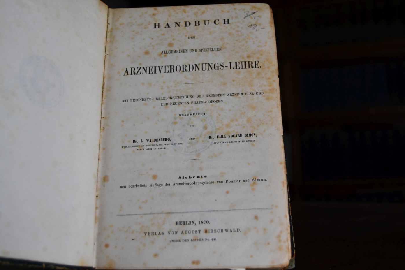 Handbuch der allgemeinen und speciellen Arzneiverordnungs-Lehre.