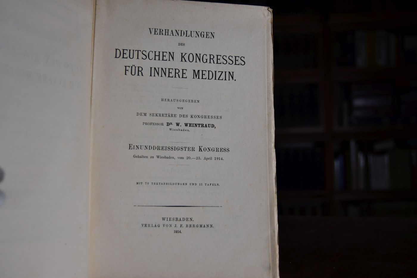 Verhandlungen des Deutschen Kongresses für Innere Medizin. Einunddreissigster Kongreß. Gehalten zu Wiesbaden, vom 20.-23. April 1914.