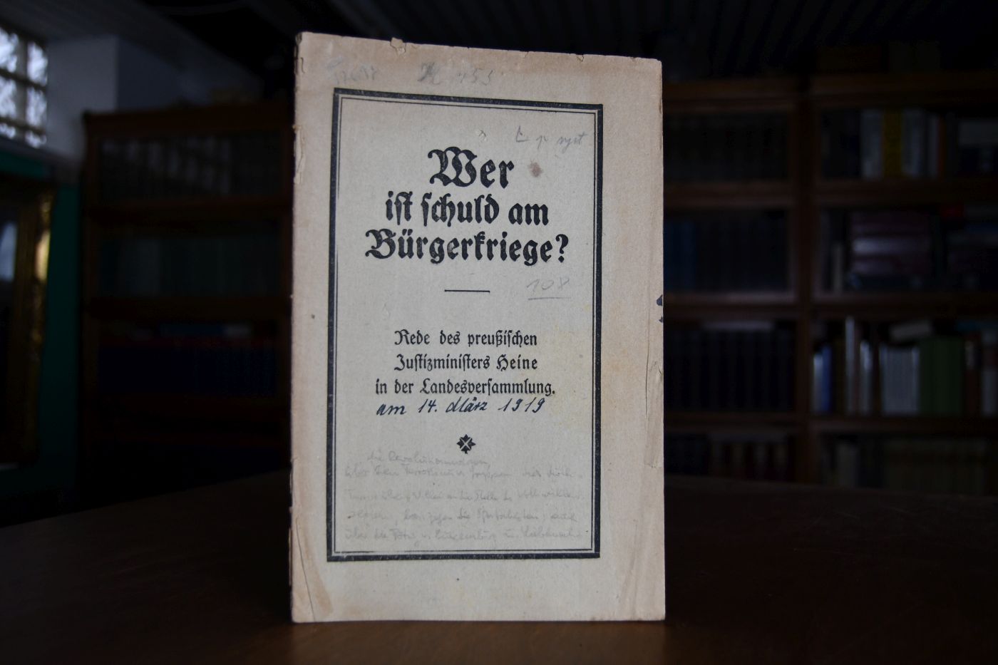 Wer ist schuld am Bürgerkriege? Rede des preußischen Justizministers Heine in der Landesversammlung.