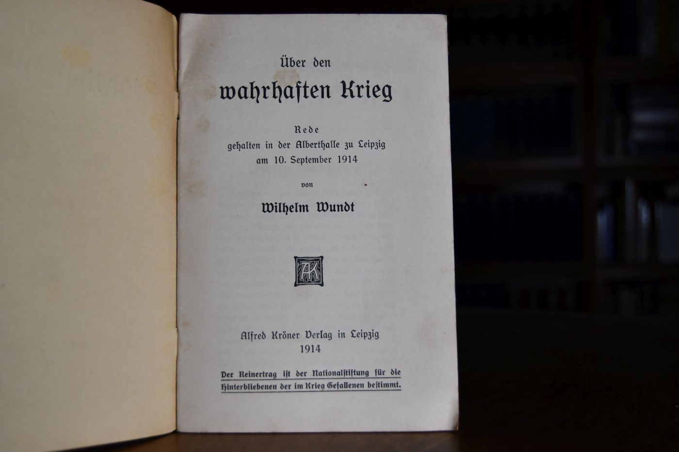 Über den wahrhaften Krieg. Rede, gehalten in der Alberthalle zu Leipzig am 10. September 1914.