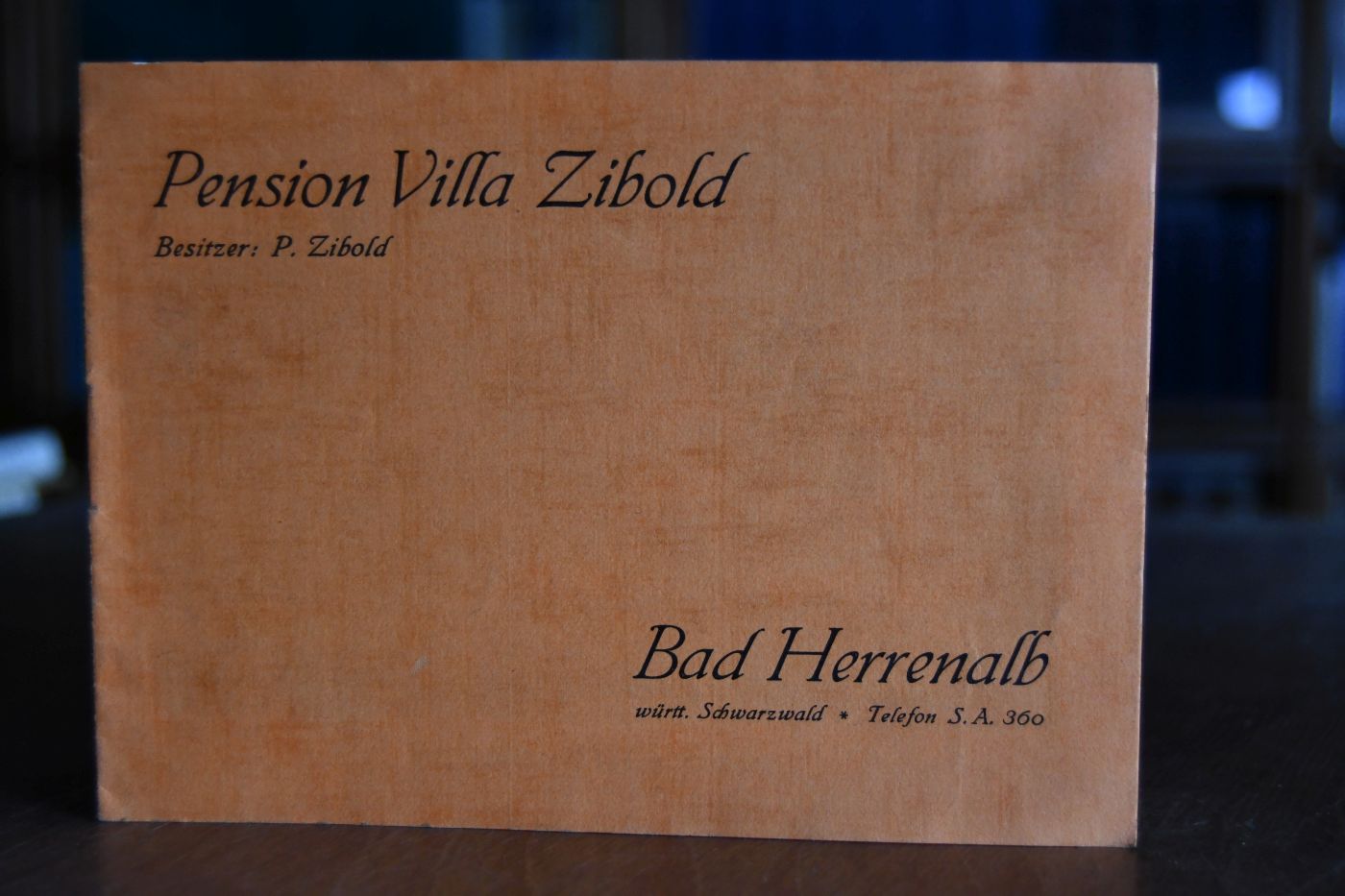 Werbeprospekt Pension Villa Zibold. Besitzer P. Zibold. Bad Herrenalb.