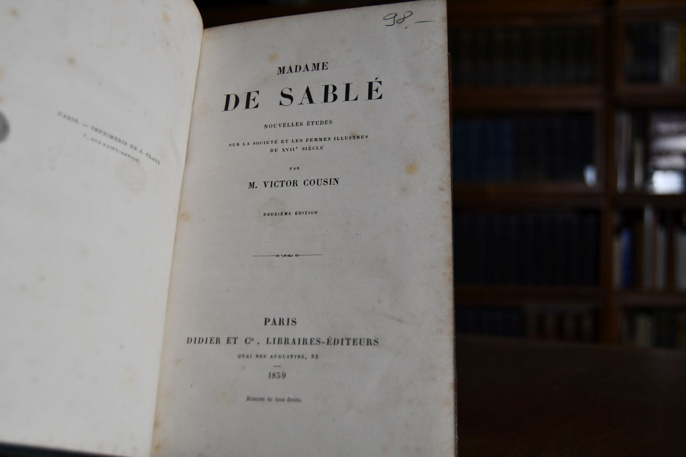 MADAME DE SABLÉ. Nouvelles études sur les femmes illustres et la société du XVII siècle.