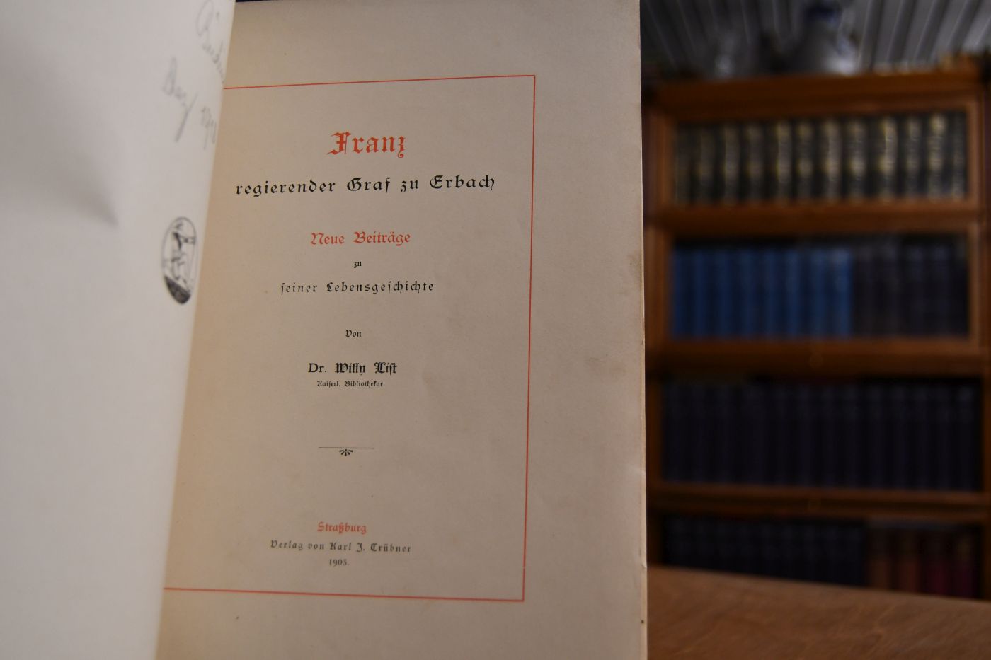 Franz regierender Graf zu Erbach. Neue Beiträge zu seiner Lebensgeschichte.