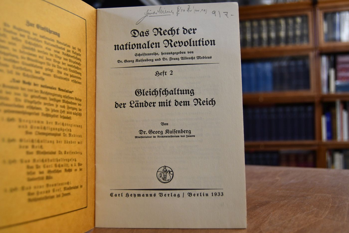 Gleichschaltung der Länder mit dem Reich.