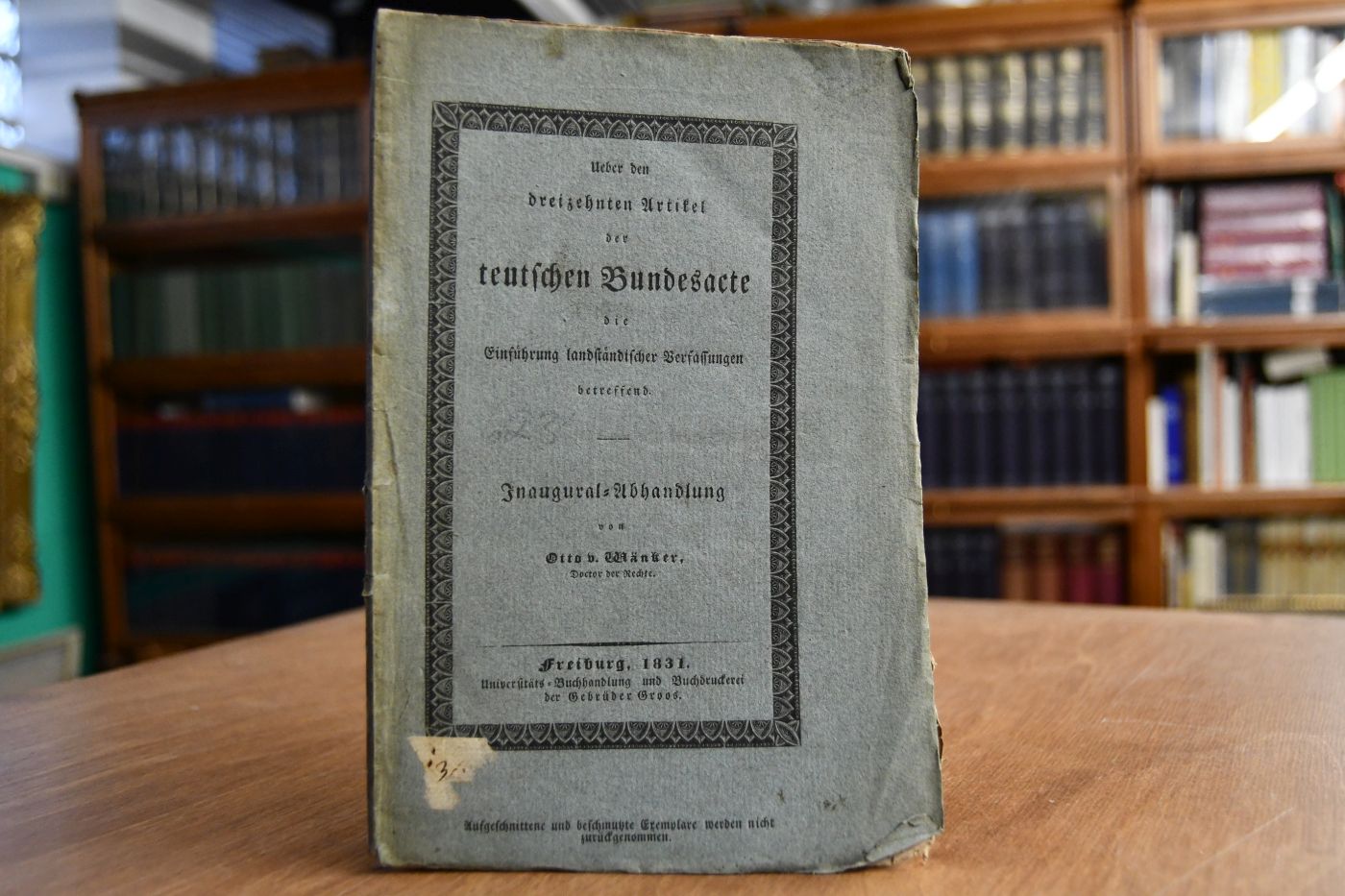 Über den dreizehnten Artikel der deutschen Bundesakte die Einführung landständischer Verfassungen betreffend.