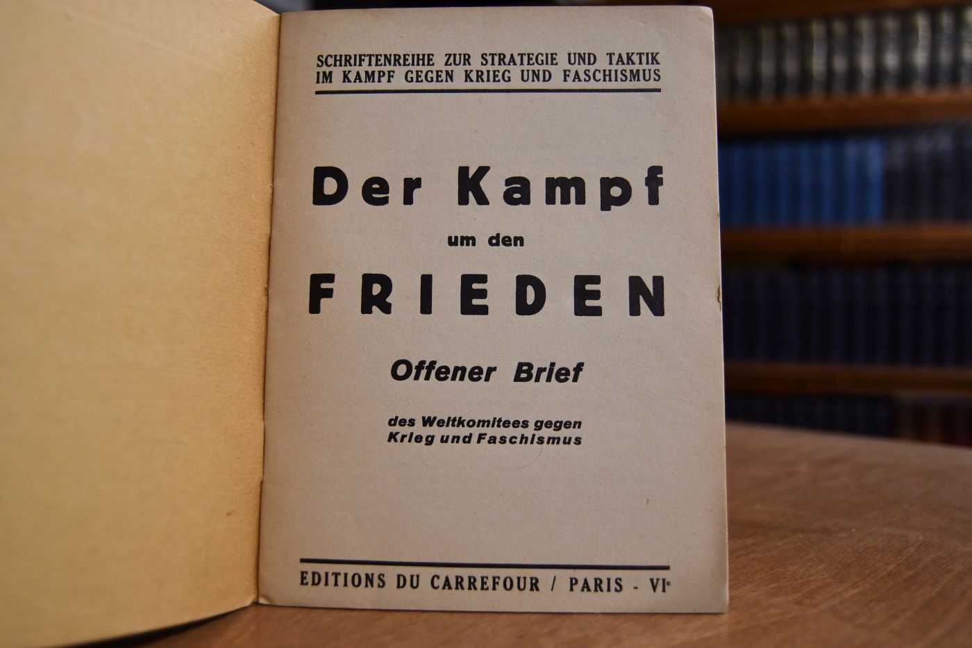 Der Kampf um den Frieden. Offener Brief des Weltkomitees gegen Krieg und Faschismus.