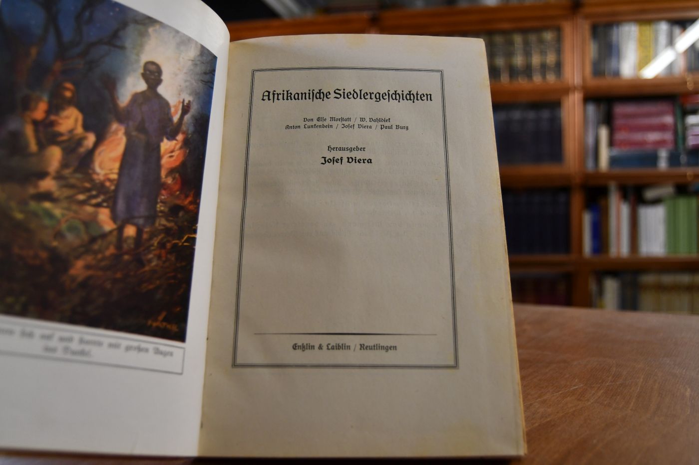 Afrikanische Siedlergeschichten. Enthält 1. Else Morstatt. Ein junger Afrikaner. Erzählung aus Deutsch-Ostafrika. 2. W. Vahldiek. Farm Einkehr. Erzählung aus dem Leben zweier deutscher Farmer in Afrika. 3. Anton Lunkenbein. In der Kalahari-Wüste. Südwestafrikanische Erzählung. 4. Josef Viera. Mit Lettow-Vorbeck in Afrika. 5. Paul Burg. Hermann v. Wissmann. Ein deutscher Kolonialpionier.