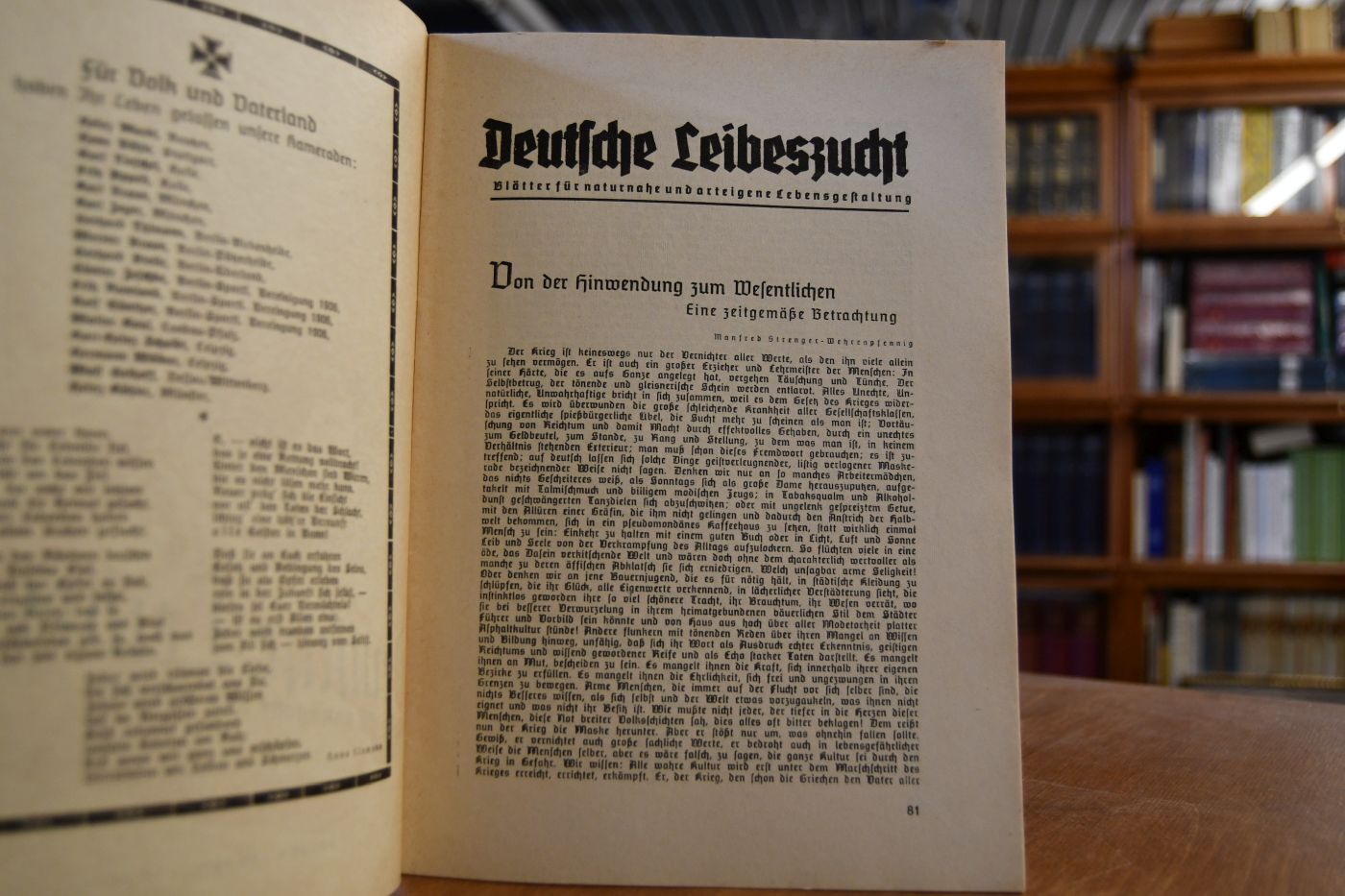 Deutsche Leibeszucht. Blätter für naturnahe und arteigene Lebensgestaltung. Folge 6, 10. Jahrgang.