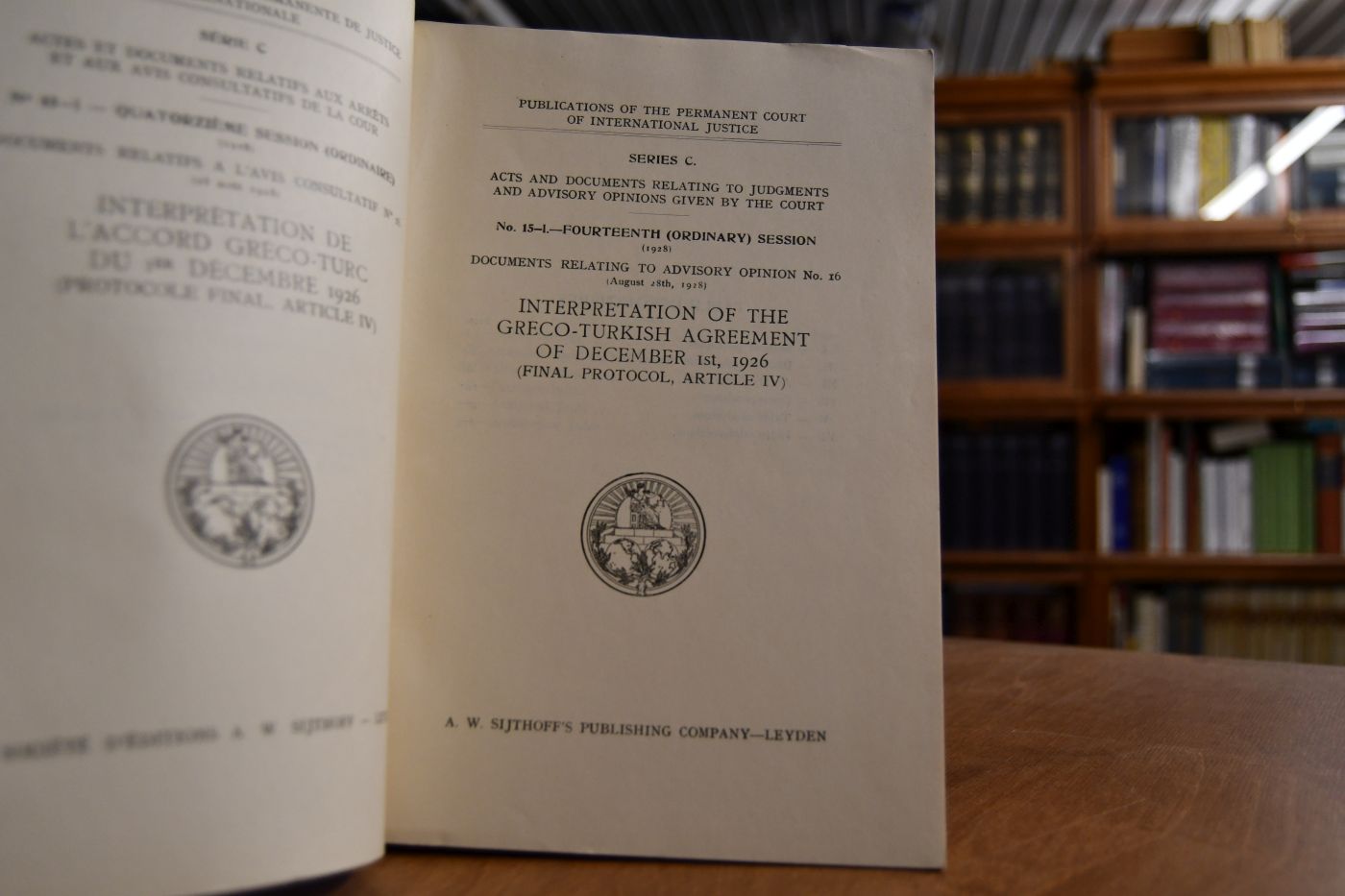 No. 15-I.-Fourteenth Session. Documents relating to Advisory Opinion No. 16. Interpretation of the Greco-Turkish Agreement of December 1st, 1926.