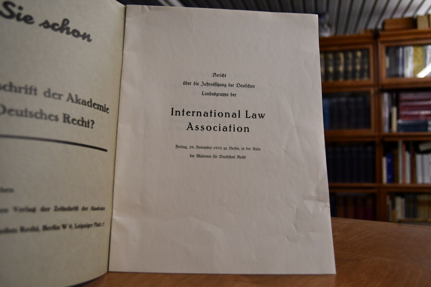 Bericht über die Jahressitzung der Deutschen Landesgruppe der International Law Association. Freitag, 29. November 1935 zu Berlin, in der Aula der Akademie für Deutsches Recht.