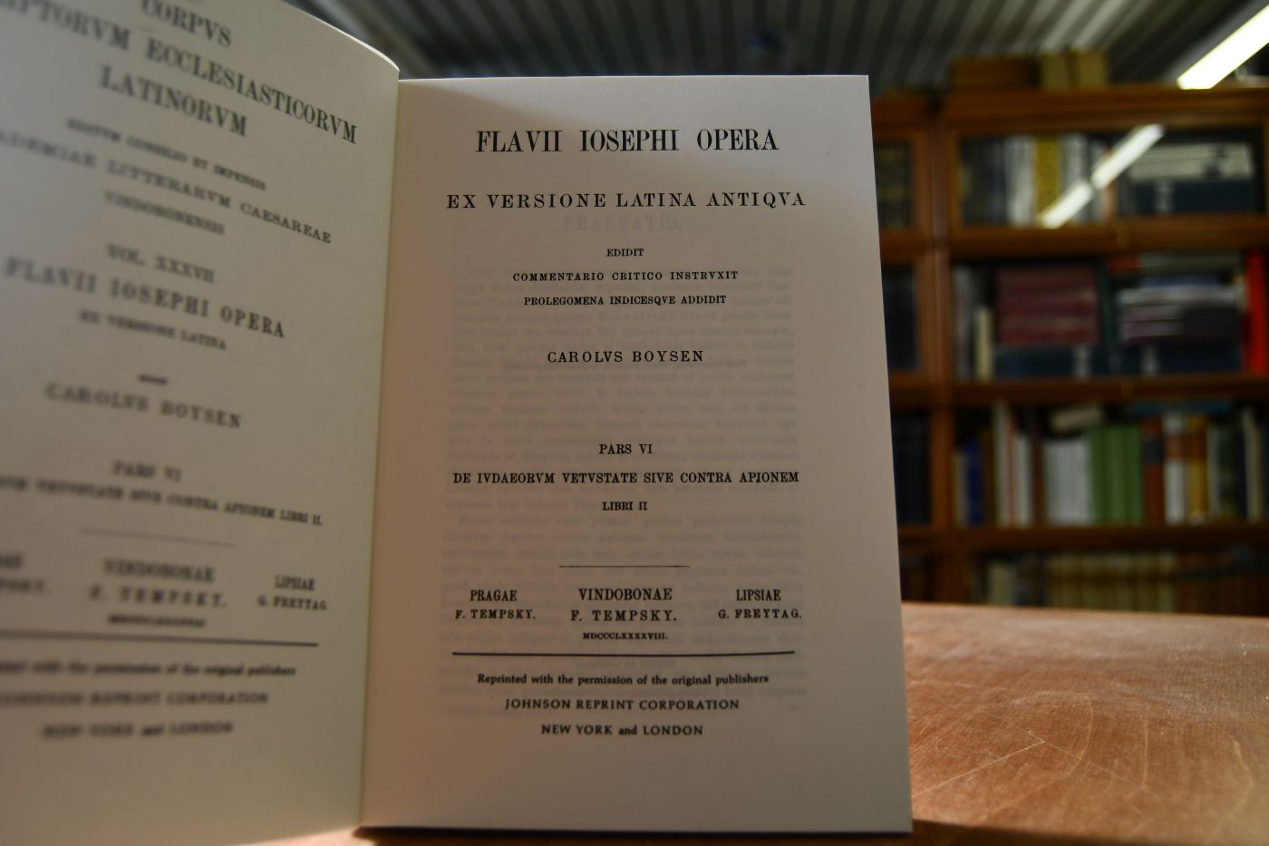 Flavii Iosephi Opera ex Versione latina antiqua. Pars VI, de iudaeorum vetustate sive contra Apionem Libri II..