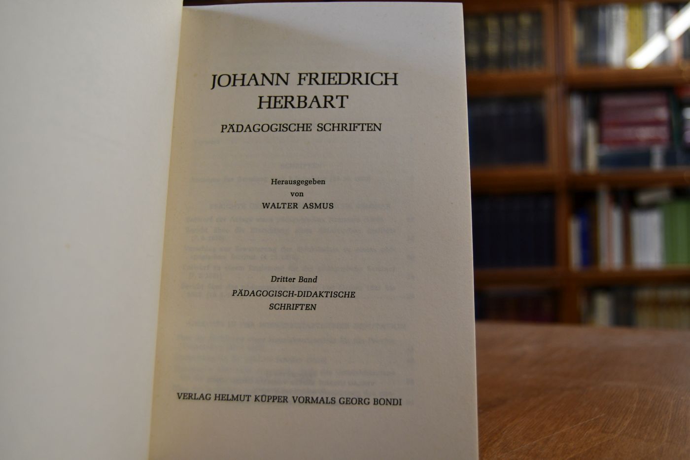 Johann Friedrich Herbart. Pädagogische Schriften. 3. Band (apart) Pädagogisch-didaktische Schriften.