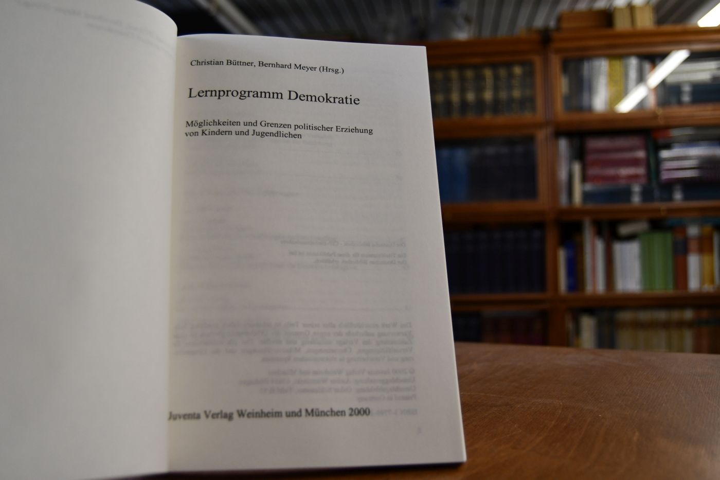 Lernprogramm Demokratie. Möglichkeiten und Grenzen politischer Erziehung von Kindern und Jugendlichen.