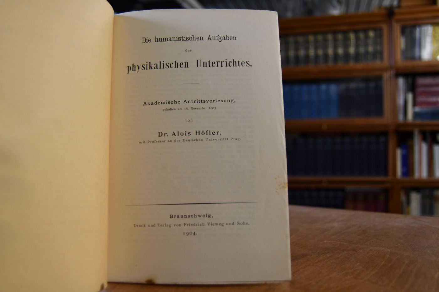 Die humanistischen Aufgaben des physikalischen Unterrichtes. Akademische Antrittsvorlesung, gehalten am 16. November 1903.