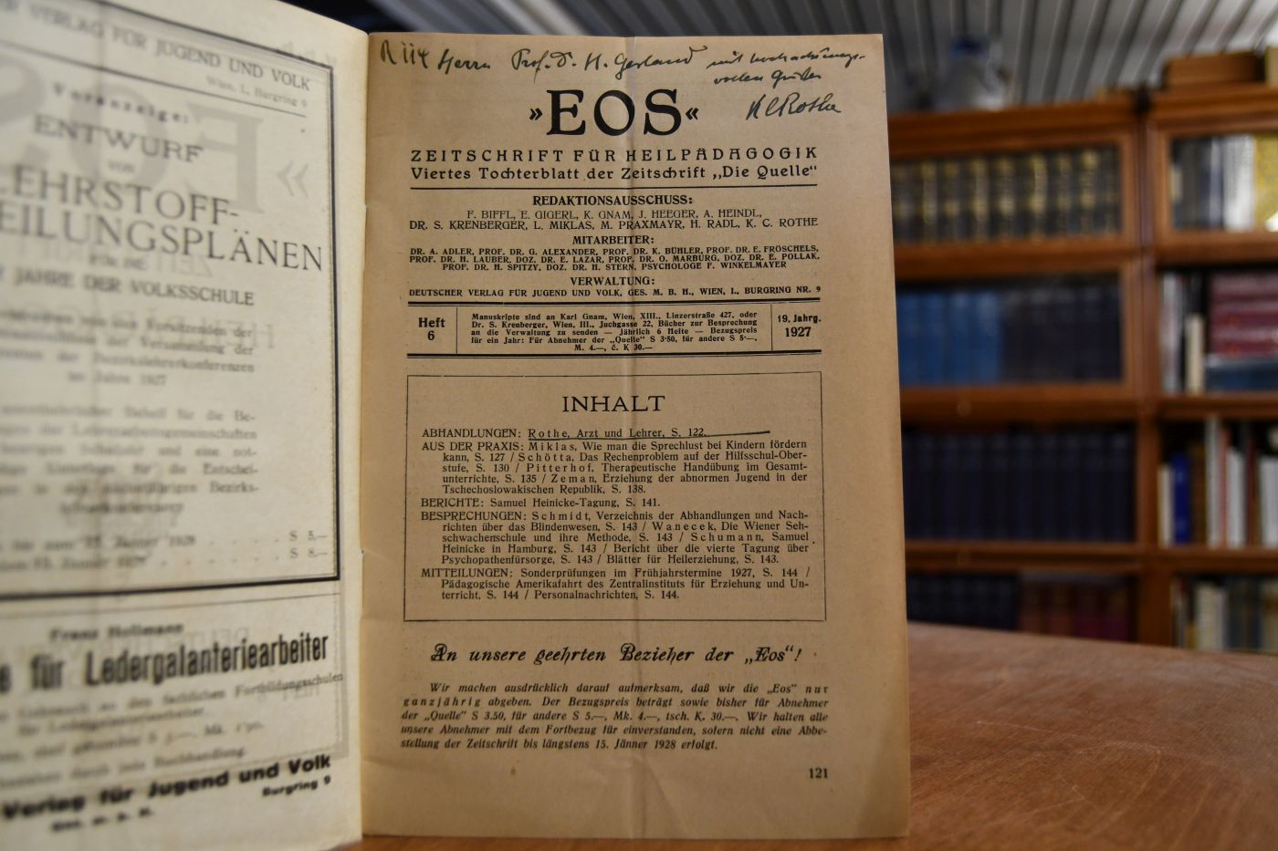 "EOS" Zeitschrift für Heilpädagogik, Heft 6, 19. Jahr, 1927.