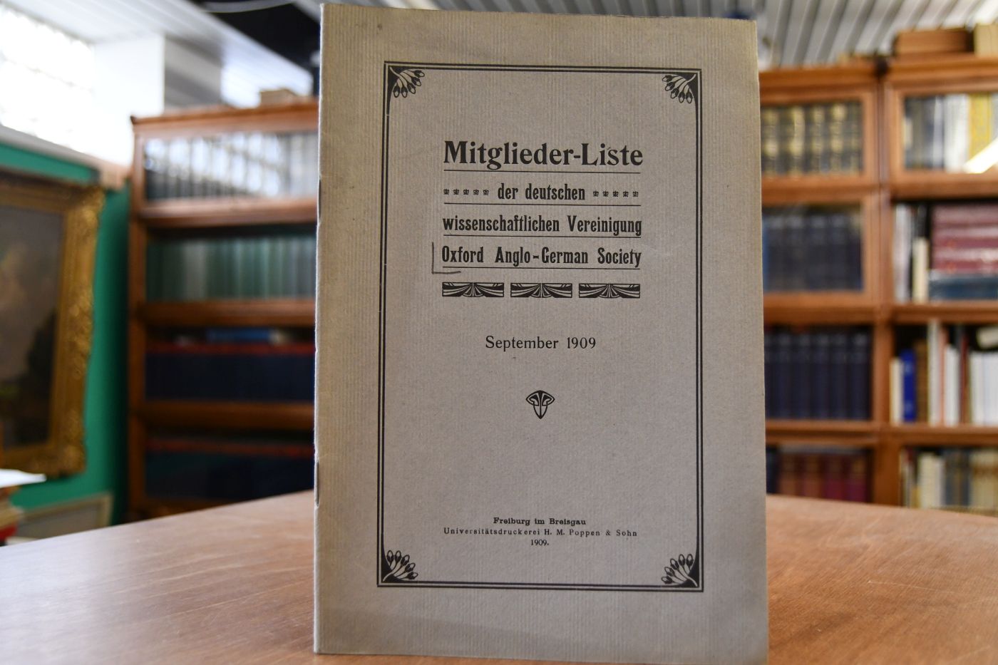 Mitglieder-Liste der deutschen wissenschaftlichen Vereinigung, Oxford Anglo-German Society. September 1909.